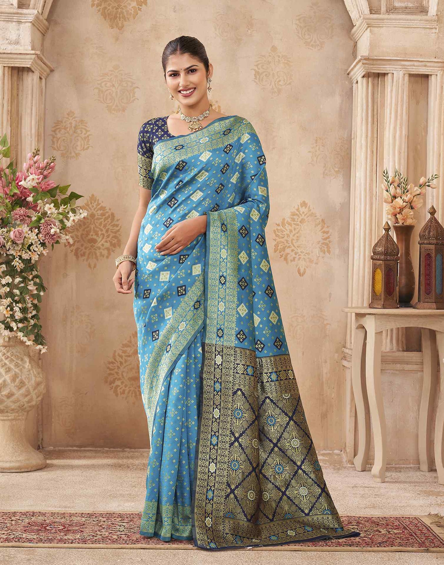 Blue Silk Woven Banarasi Saree