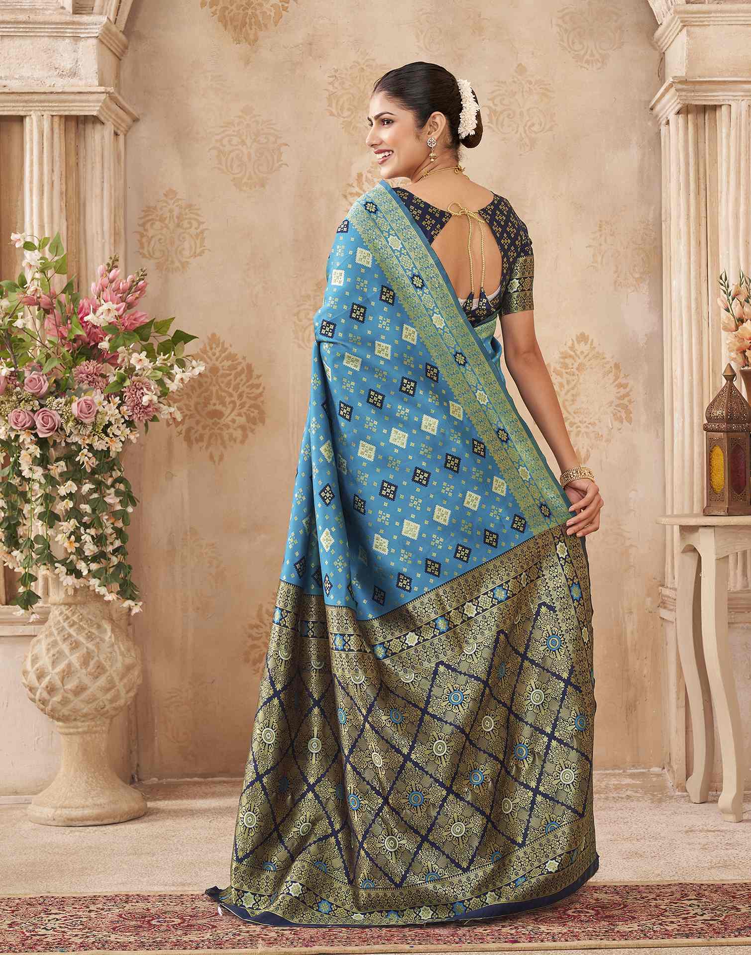 Blue Silk Woven Banarasi Saree