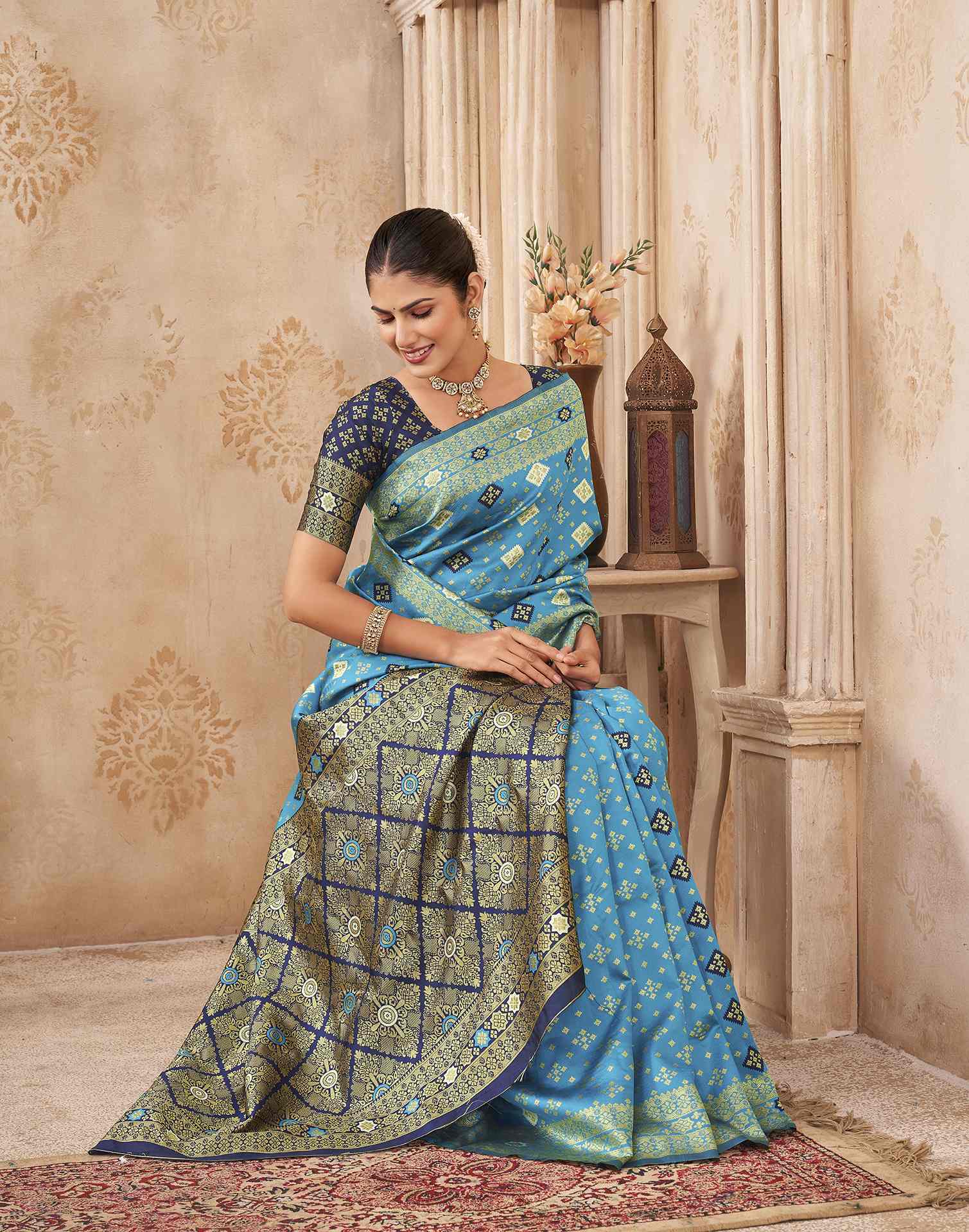 Blue Silk Woven Banarasi Saree