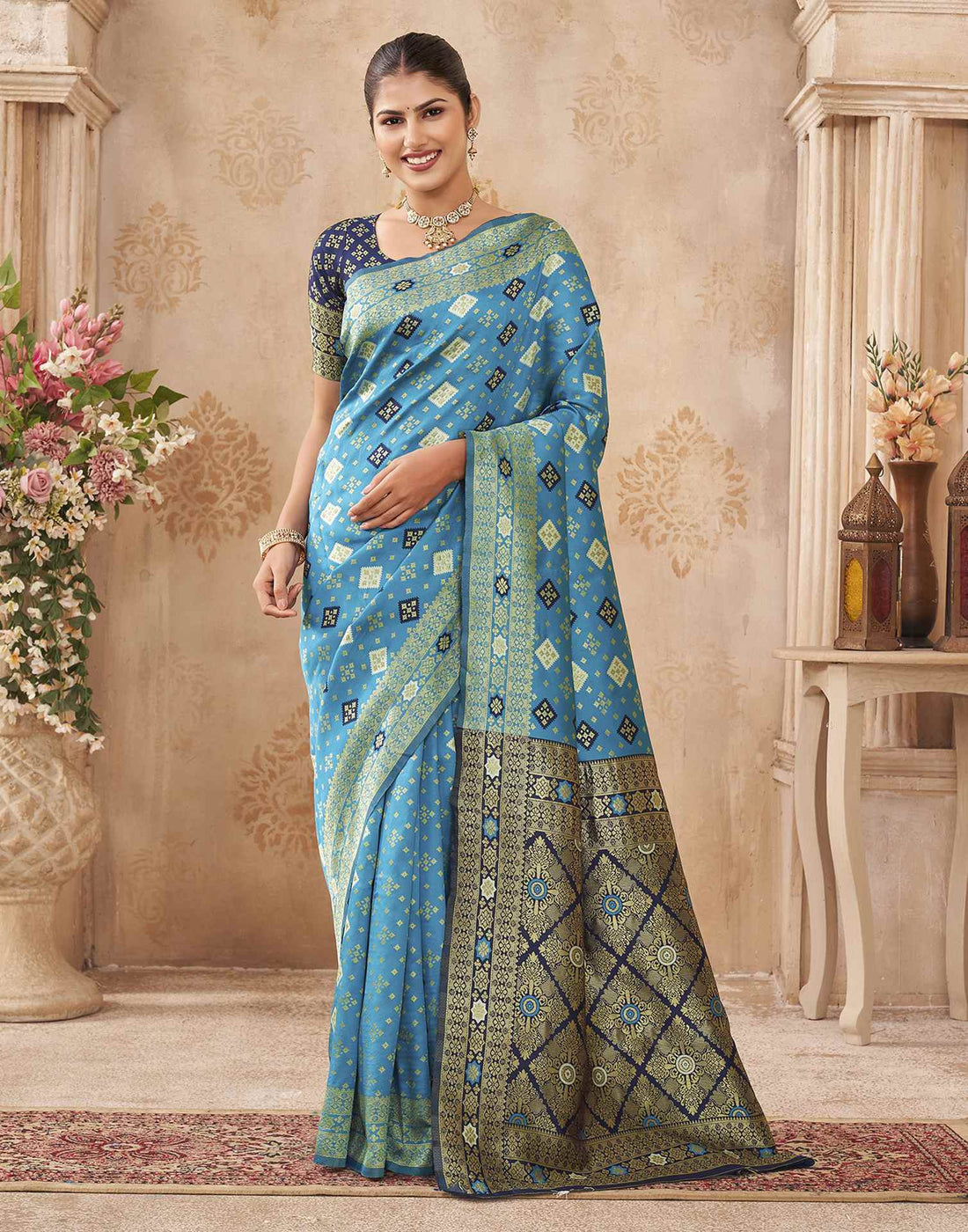 Blue Silk Woven Banarasi Saree