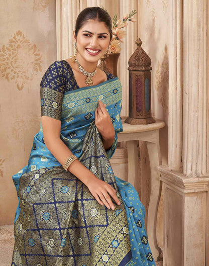 Blue Silk Woven Banarasi Saree