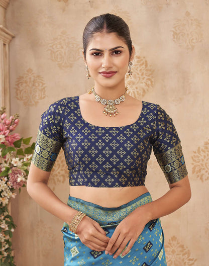 Blue Silk Woven Banarasi Saree