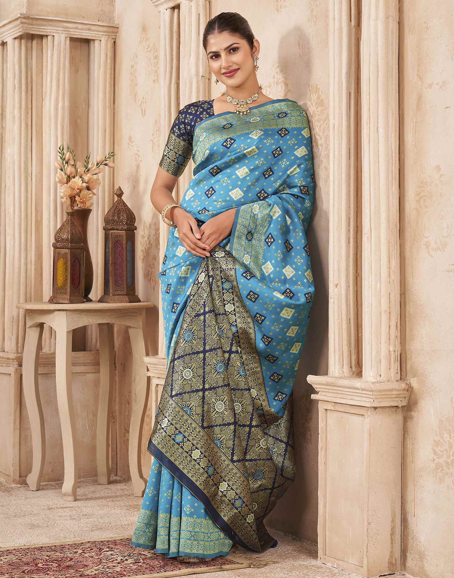Blue Silk Woven Banarasi Saree
