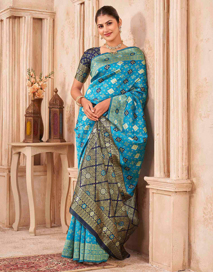 Blue Silk Woven Banarasi Saree