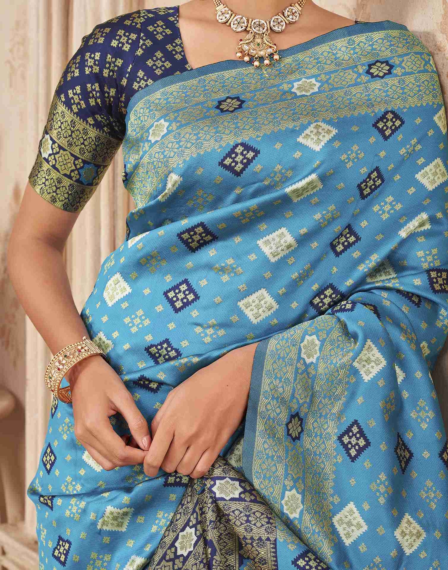 Blue Silk Woven Banarasi Saree