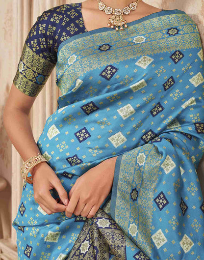 Blue Silk Woven Banarasi Saree