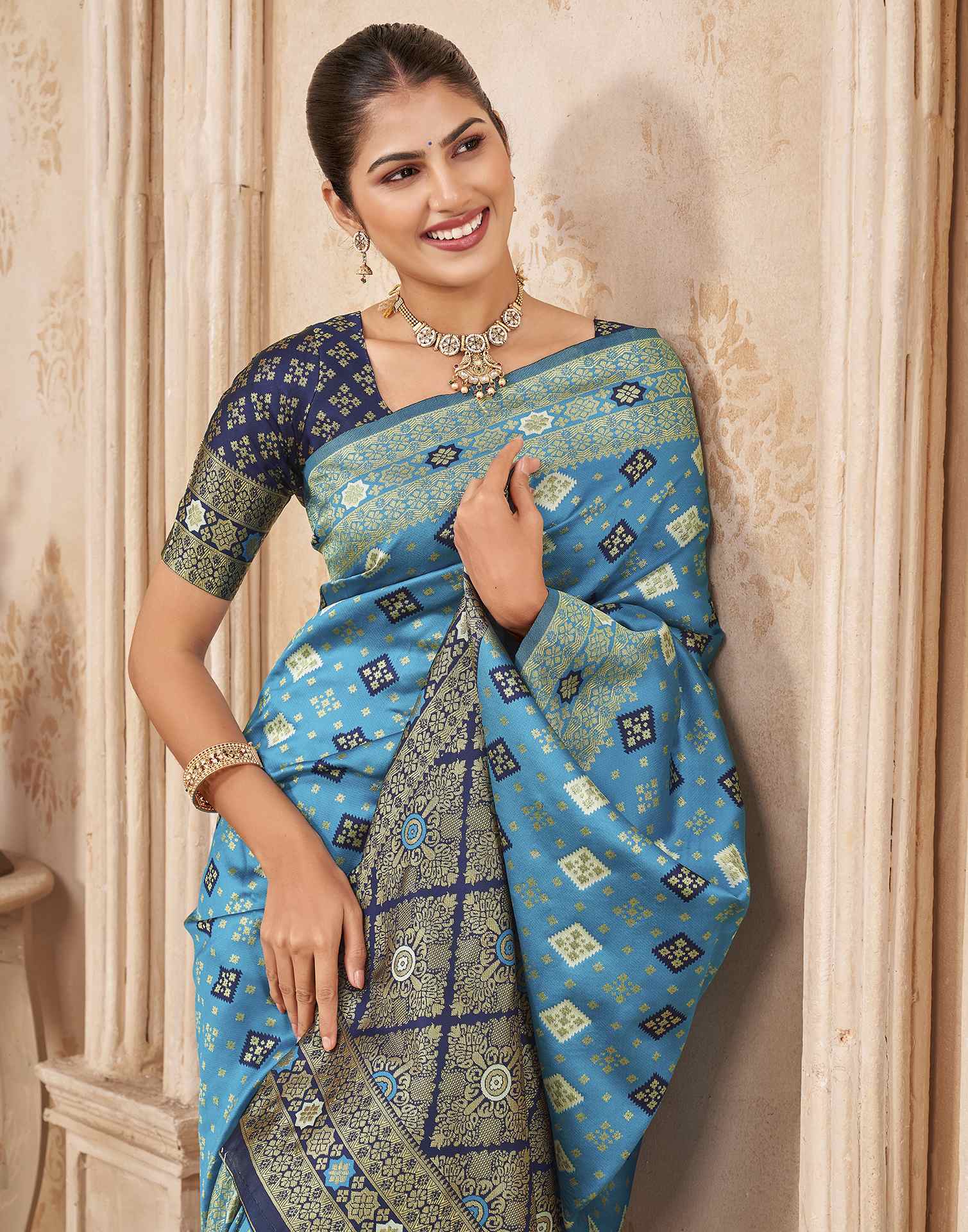 Blue Silk Woven Banarasi Saree