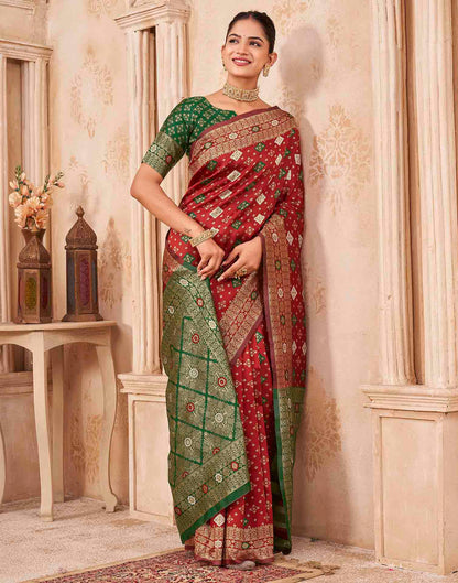 Red Silk Woven Banarasi Saree