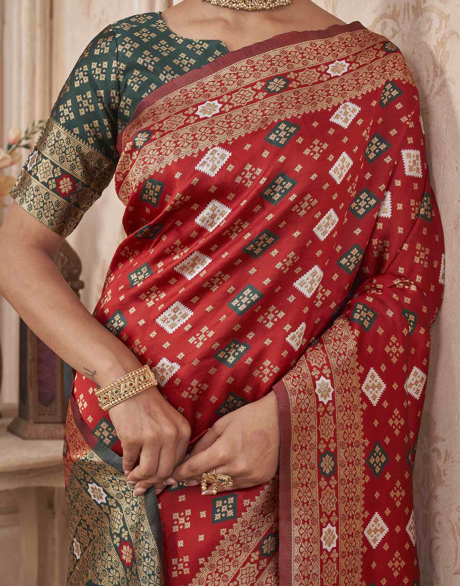 Red Silk Woven Banarasi Saree