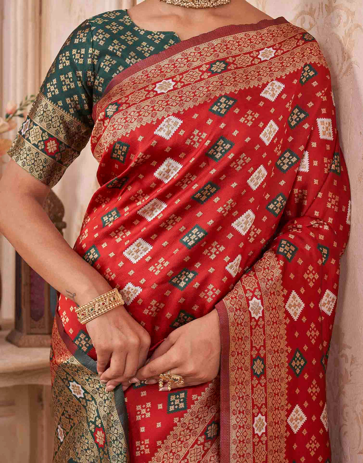Red Silk Woven Banarasi Saree