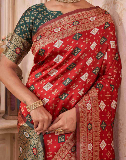 Red Silk Woven Banarasi Saree