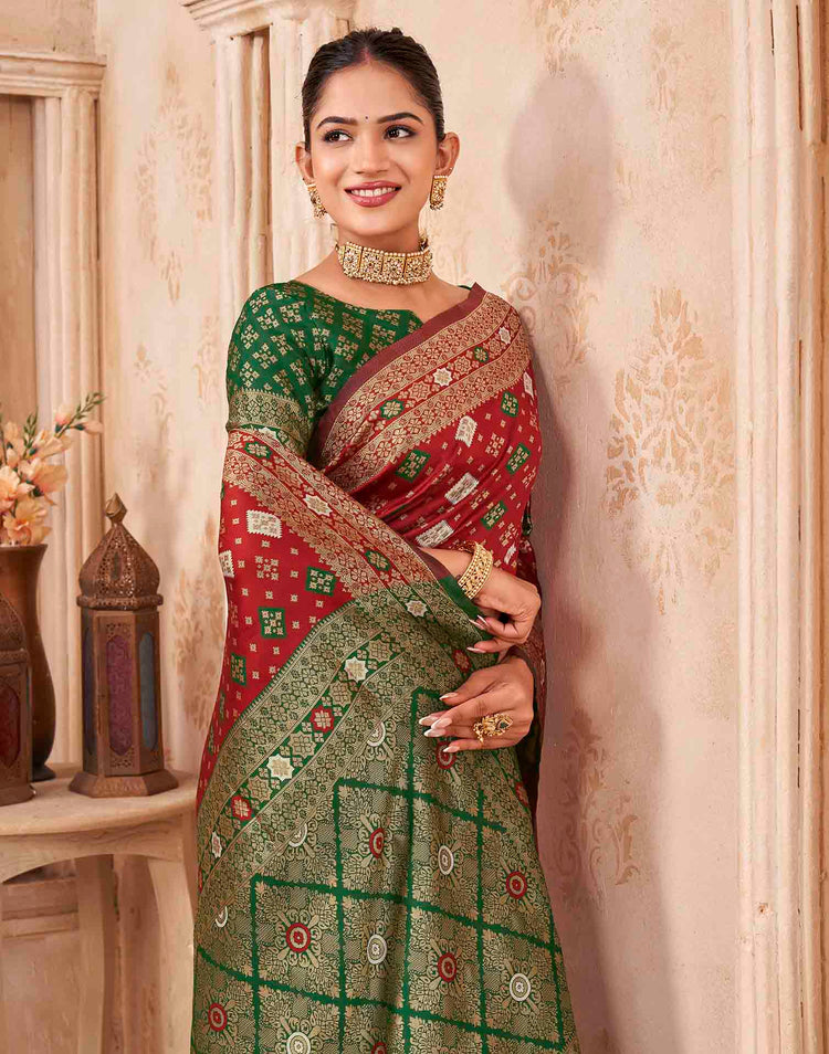 Red Silk Woven Banarasi Saree