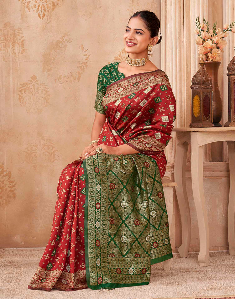 Red Silk Woven Banarasi Saree