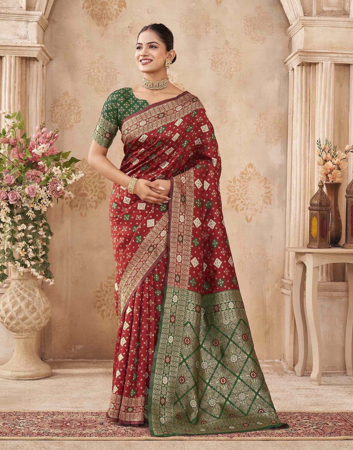 Red Silk Woven Banarasi Saree