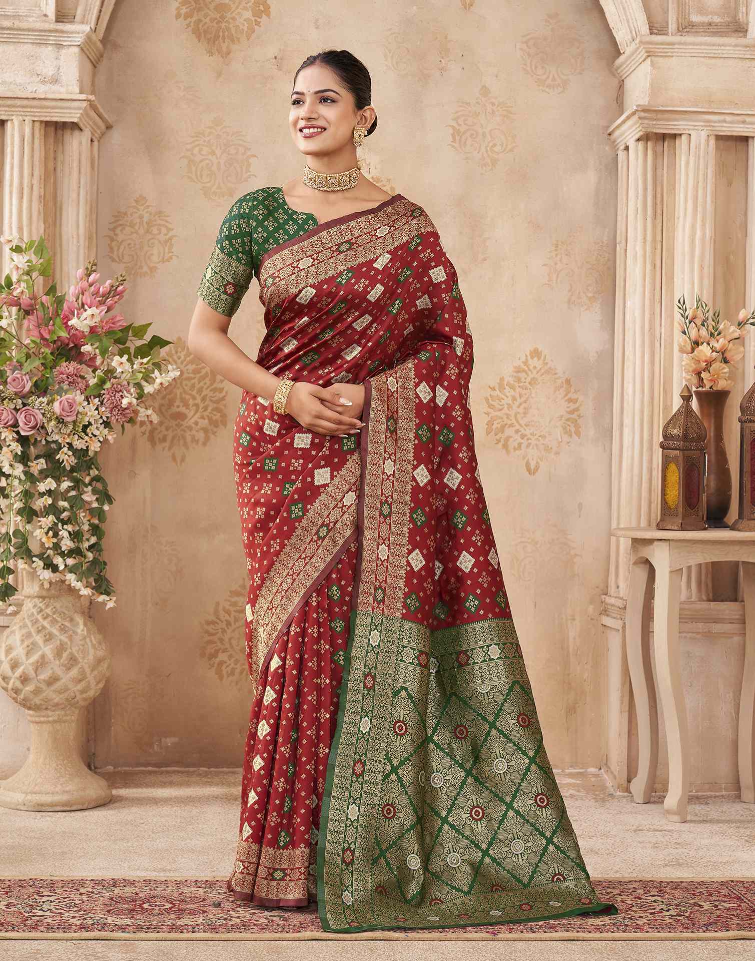 Red Silk Woven Banarasi Saree