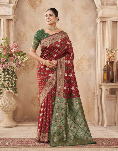 Red Silk Woven Banarasi Saree