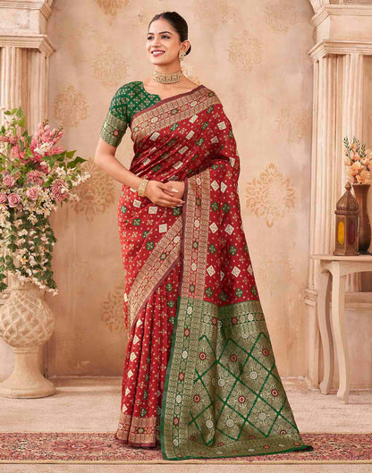 Red Silk Woven Banarasi Saree