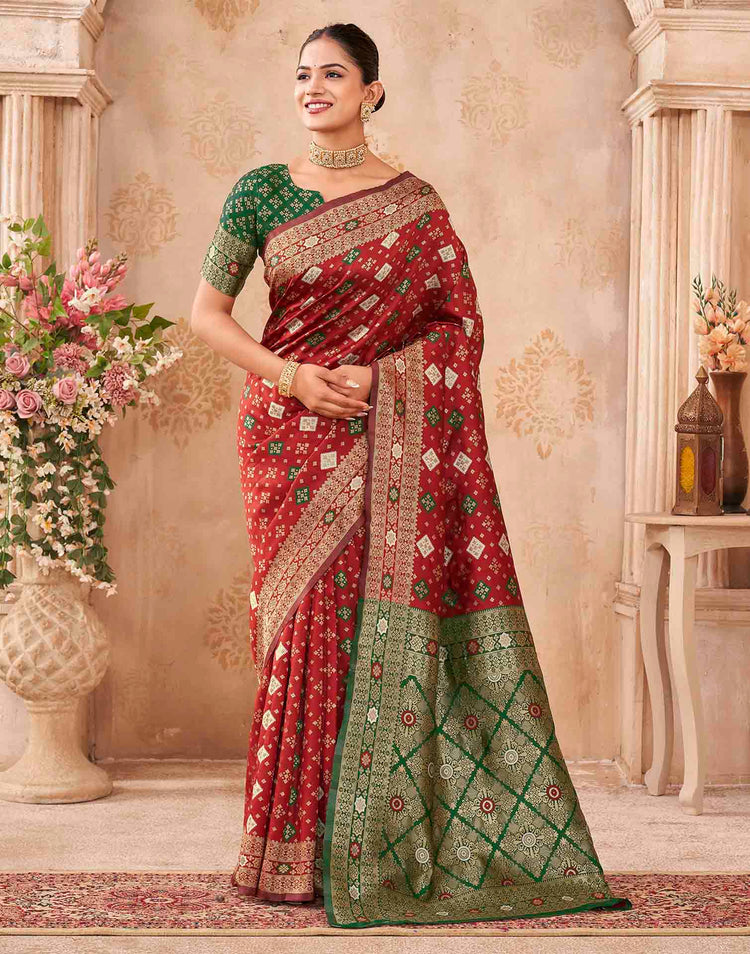 Red Silk Woven Banarasi Saree