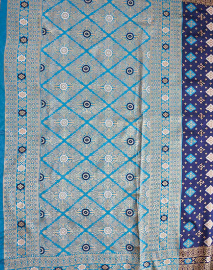Navy Blue Silk Woven Banarasi Saree