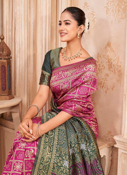 Pink Silk Woven Patola Saree