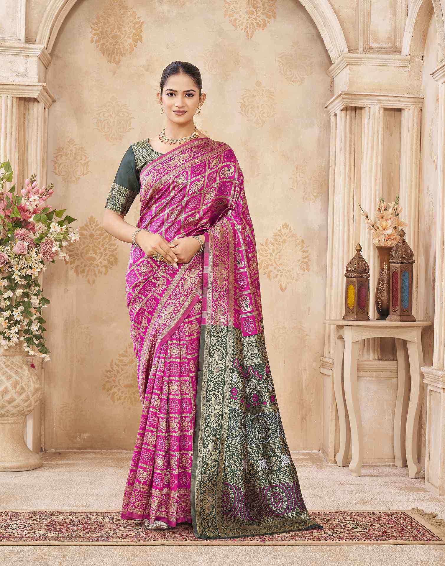 Pink Silk Woven Patola Saree