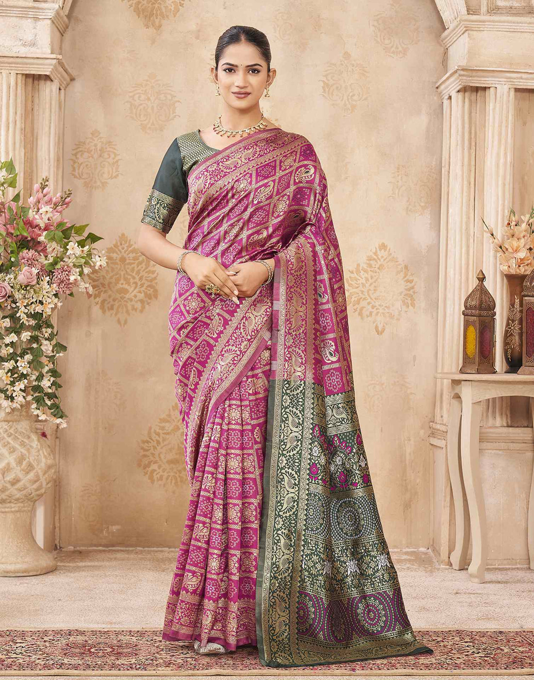 Pink Silk Woven Patola Saree