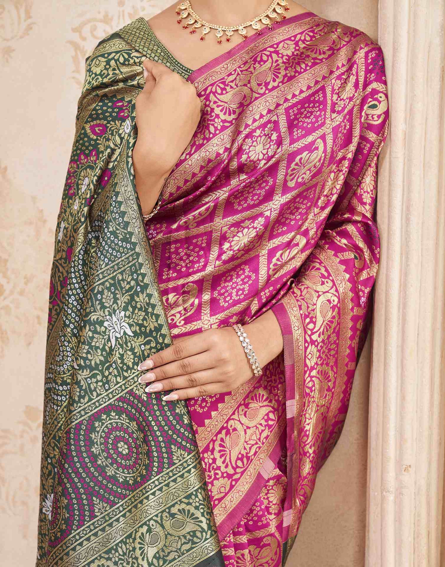 Pink Silk Woven Patola Saree