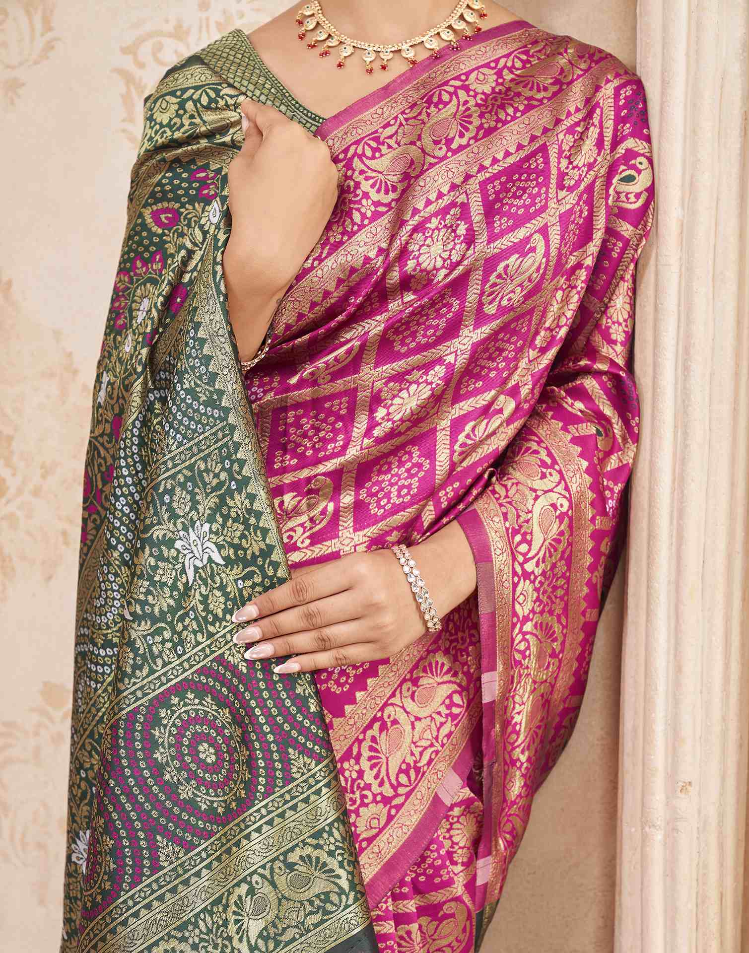 Pink Silk Woven Patola Saree
