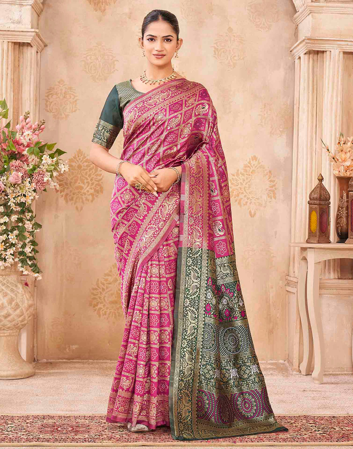 Pink Silk Woven Patola Saree