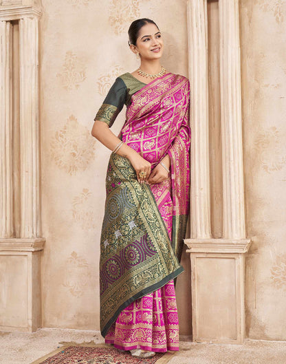 Pink Silk Woven Patola Saree