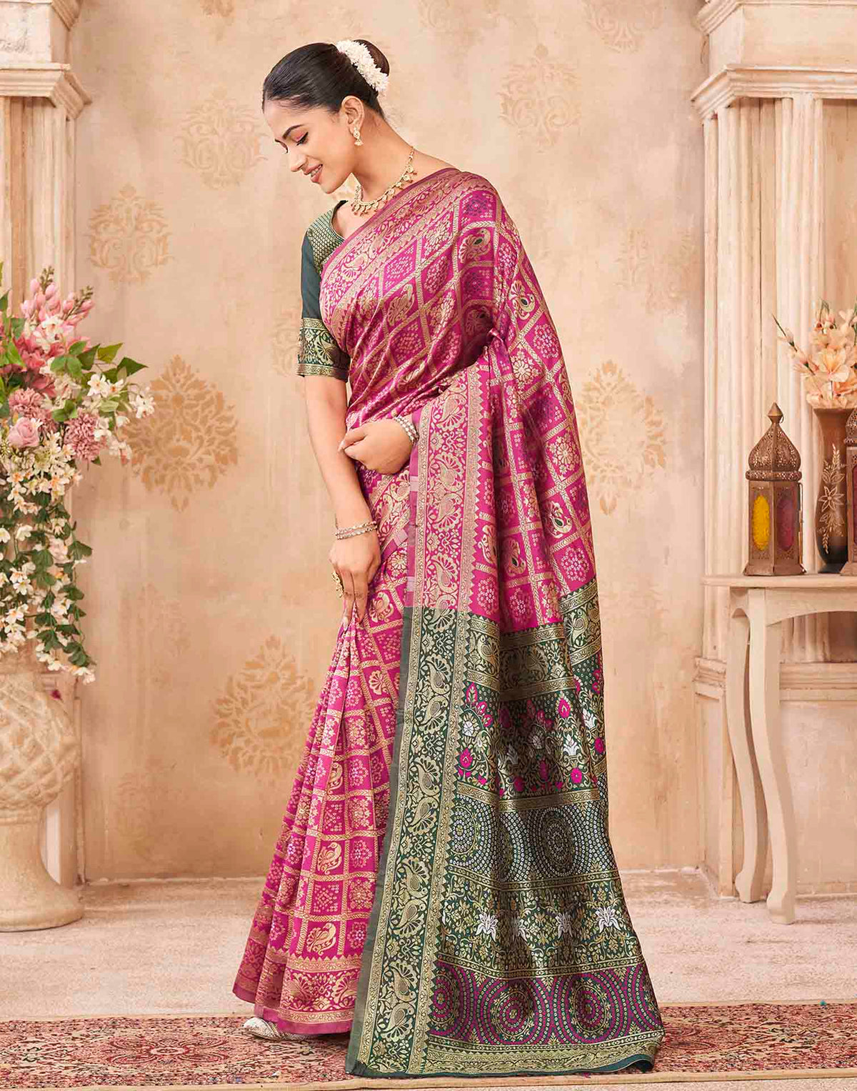 Pink Silk Woven Patola Saree