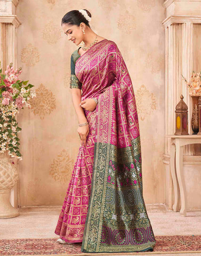 Pink Silk Woven Patola Saree