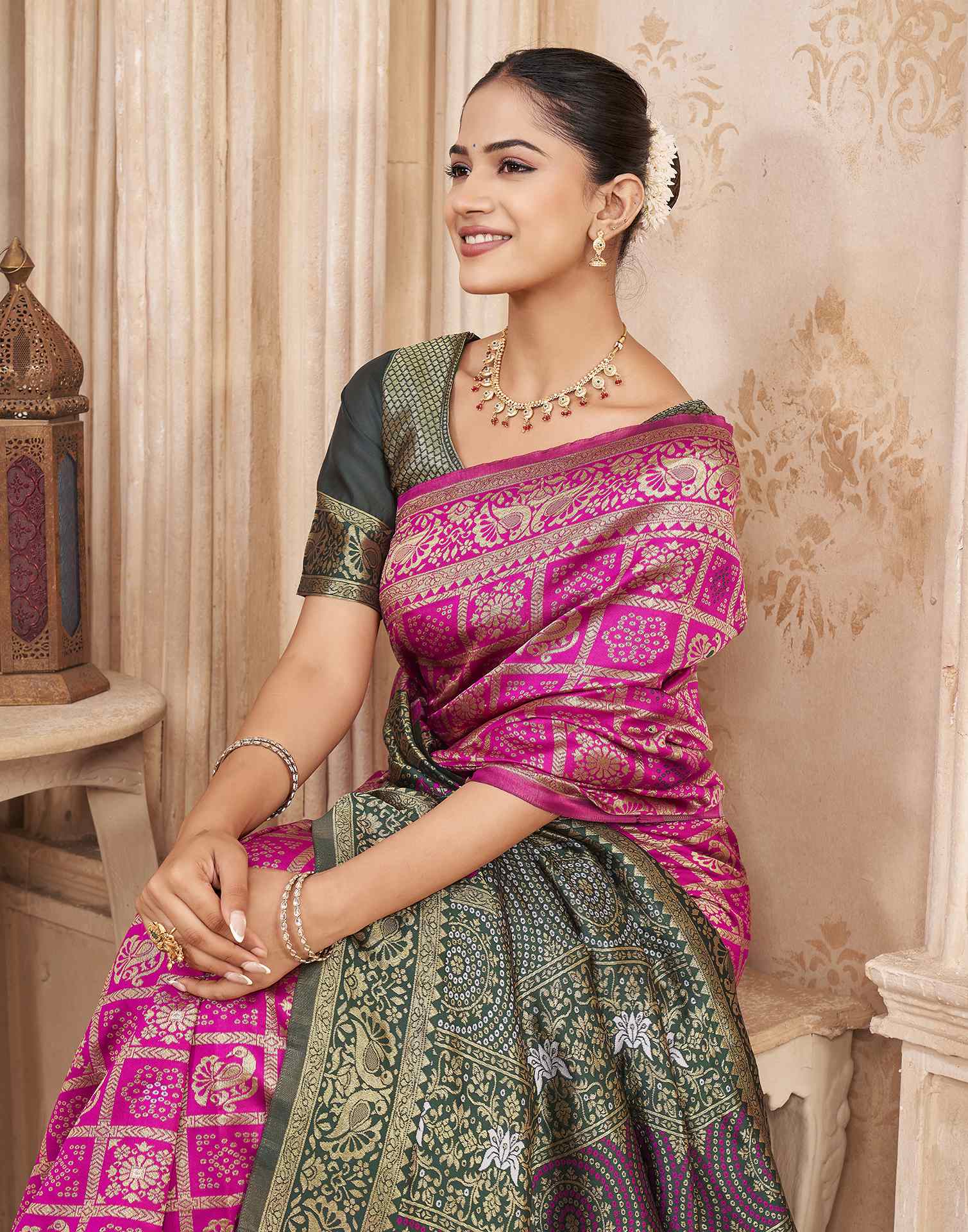 Pink Silk Woven Patola Saree