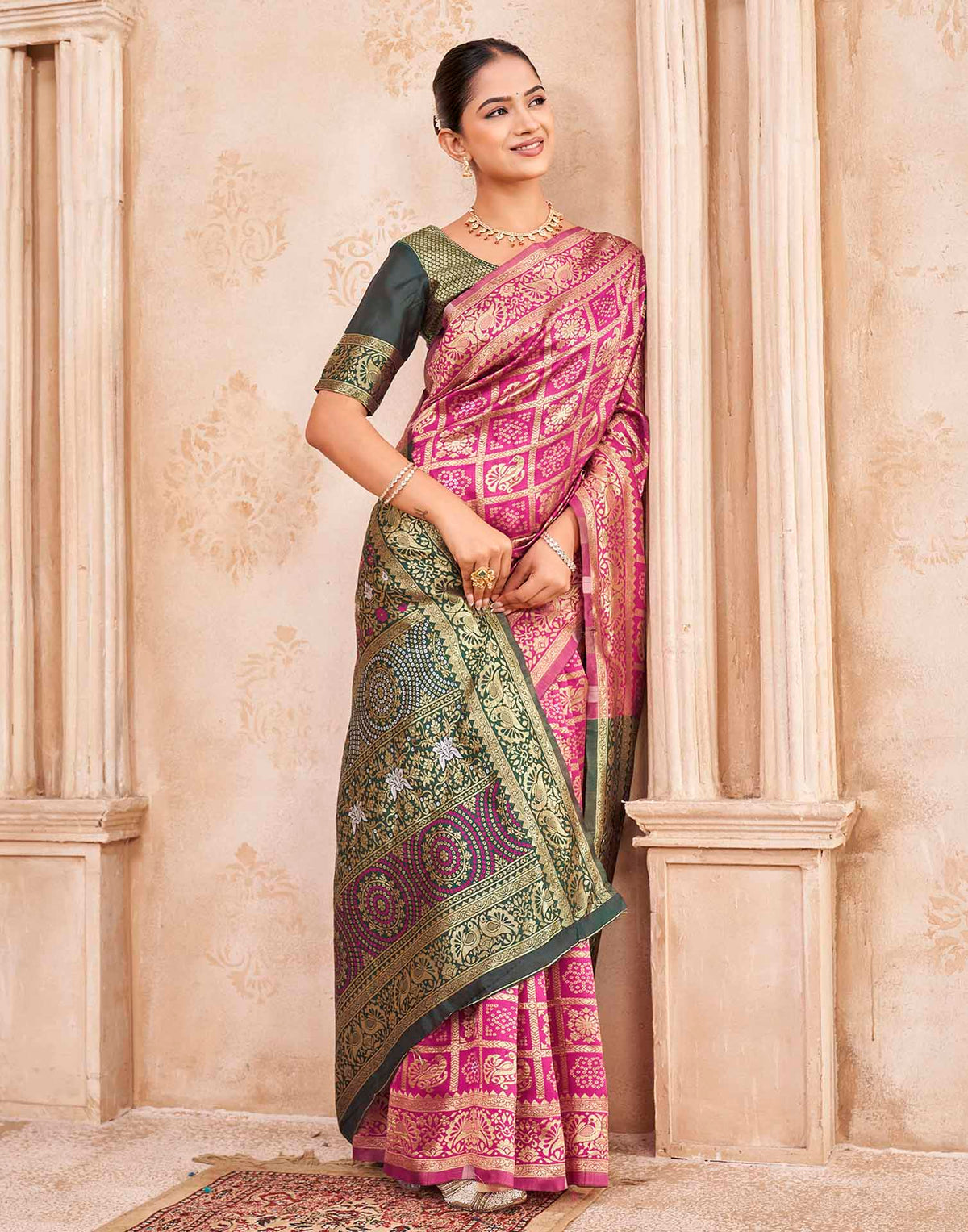 Pink Silk Woven Patola Saree
