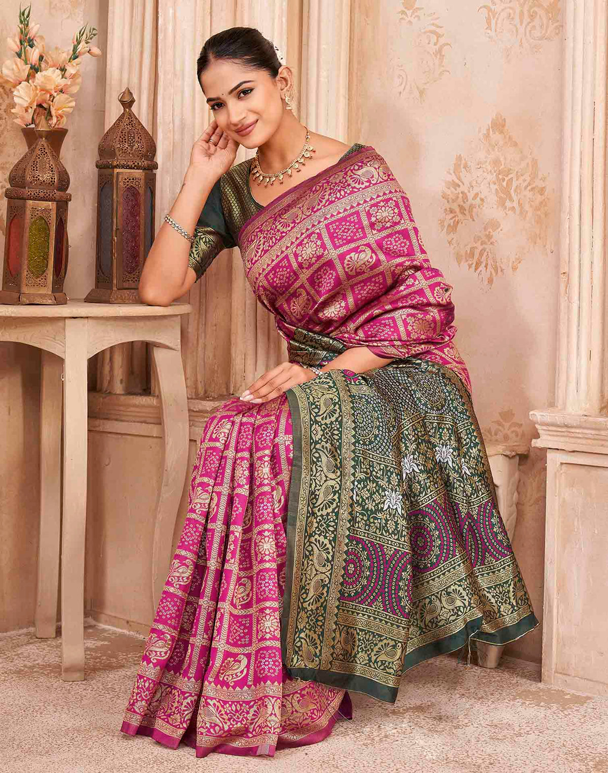 Pink Silk Woven Patola Saree
