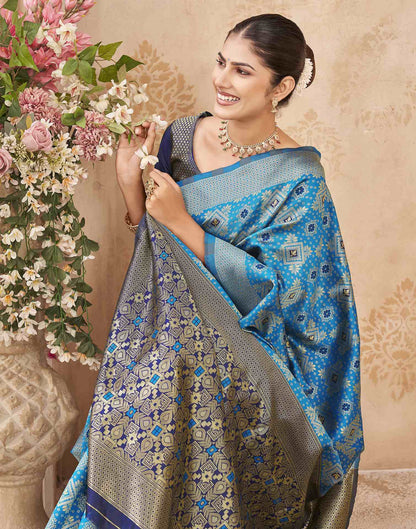 Blue Silk Woven Patola Saree