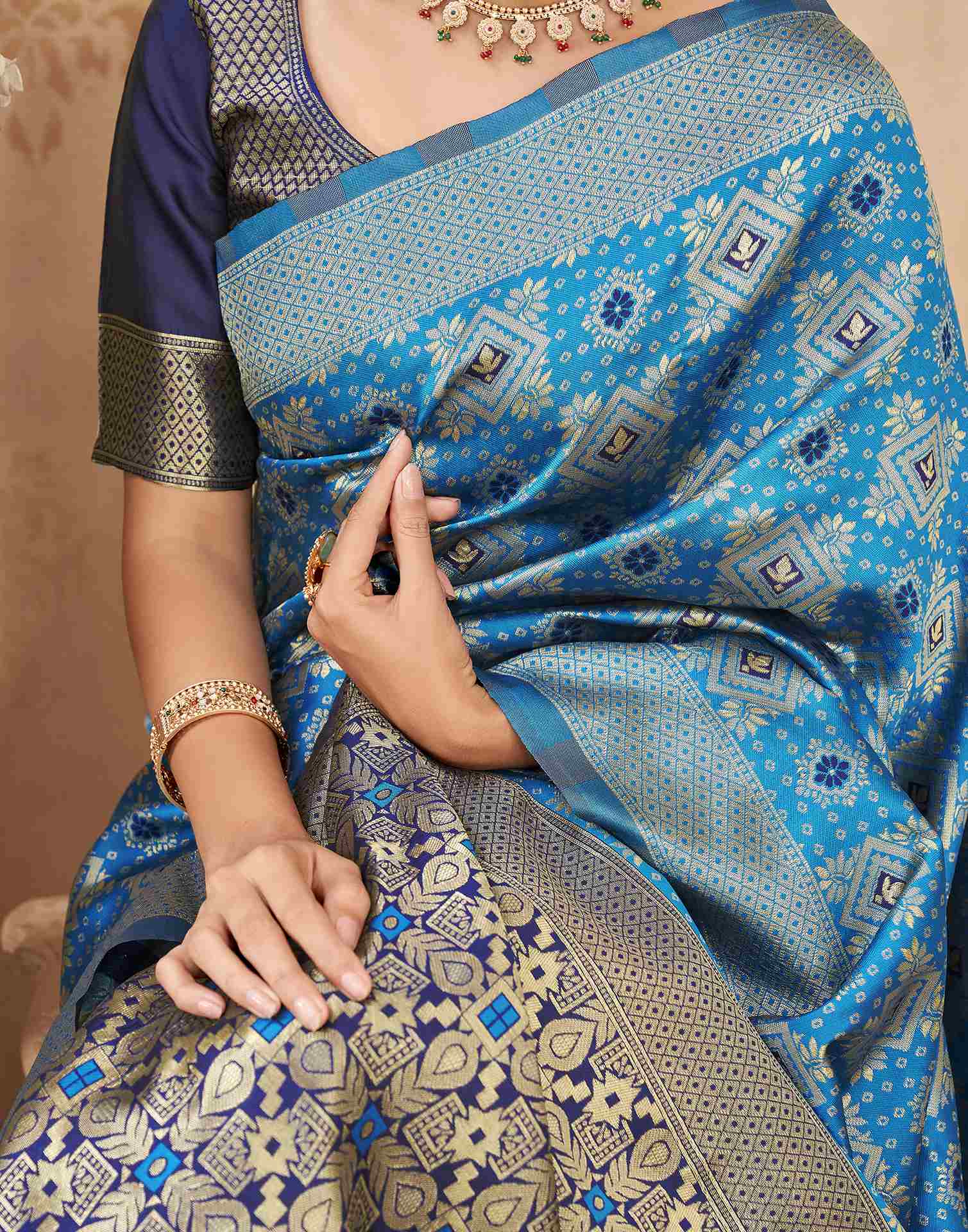 Blue Silk Woven Patola Saree