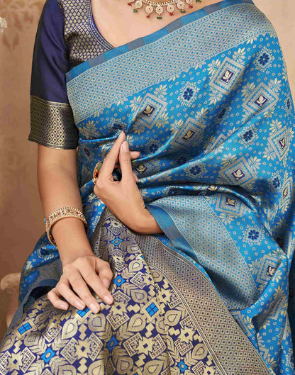 Blue Silk Woven Patola Saree