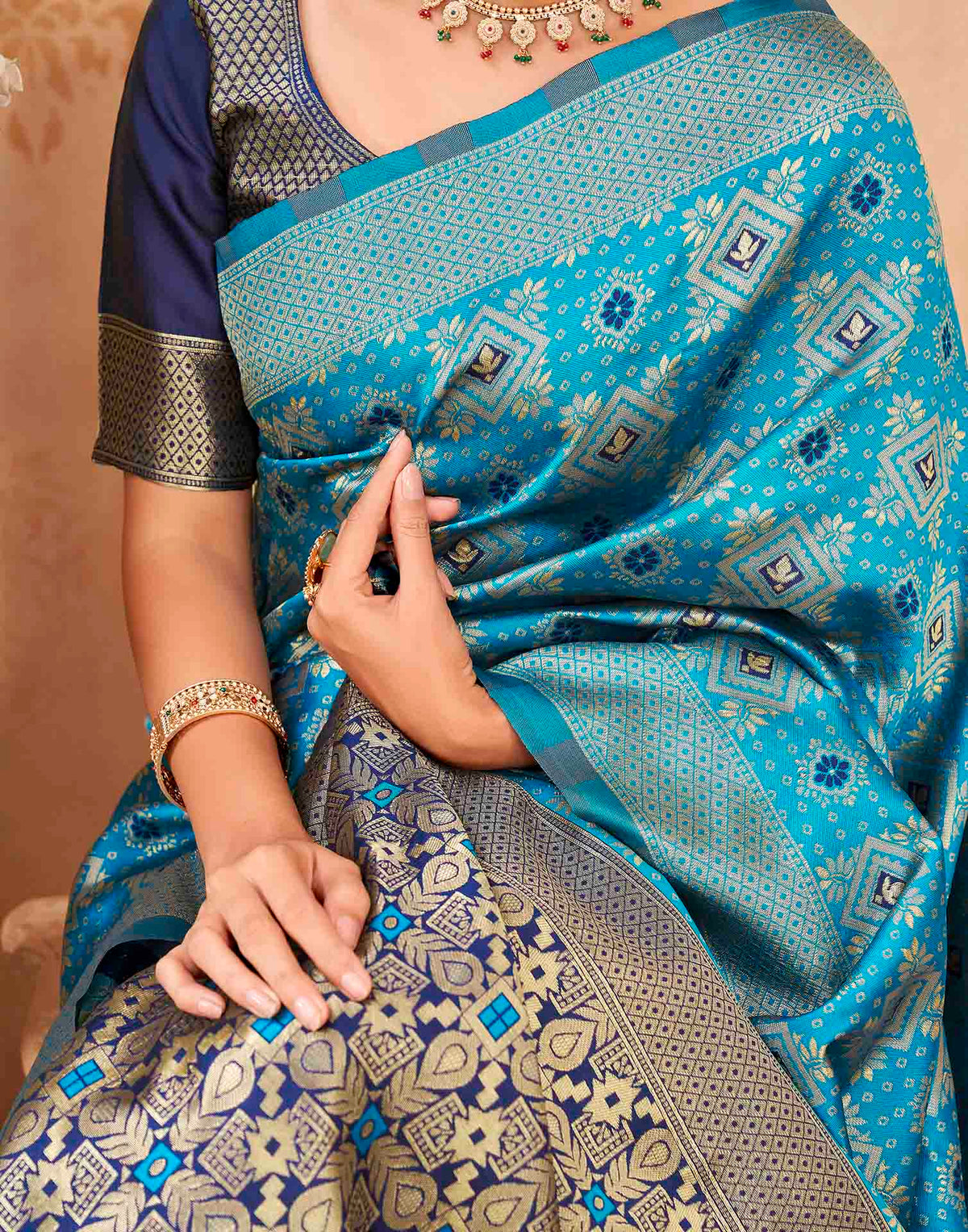 Blue Silk Woven Patola Saree