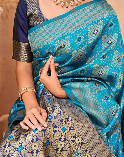 Blue Silk Woven Patola Saree