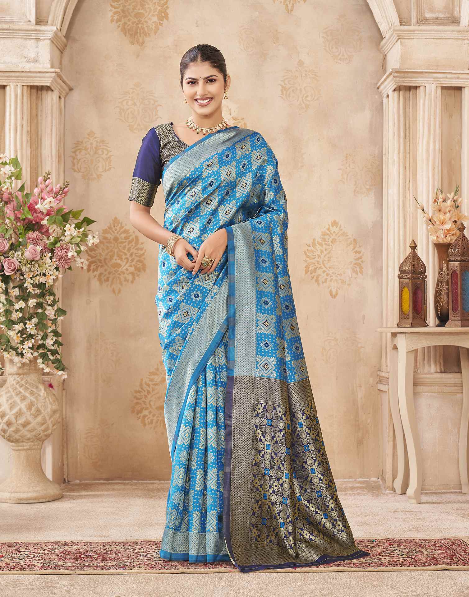 Blue Silk Woven Patola Saree