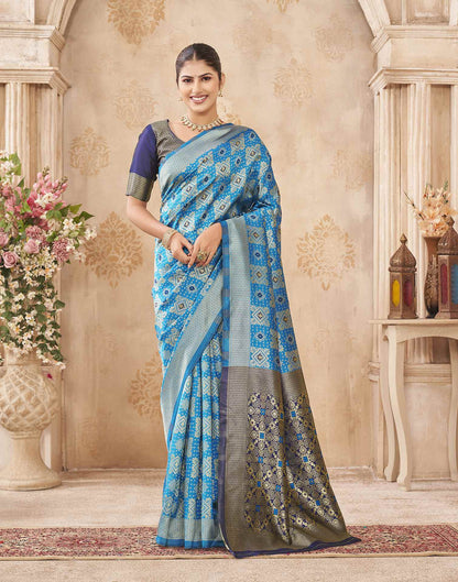Blue Silk Woven Patola Saree