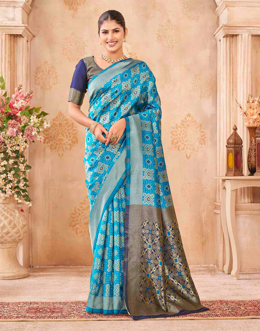 Blue Silk Woven Patola Saree