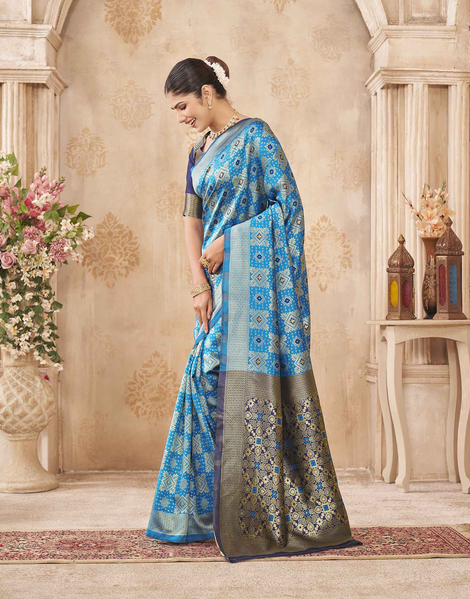 Blue Silk Woven Patola Saree