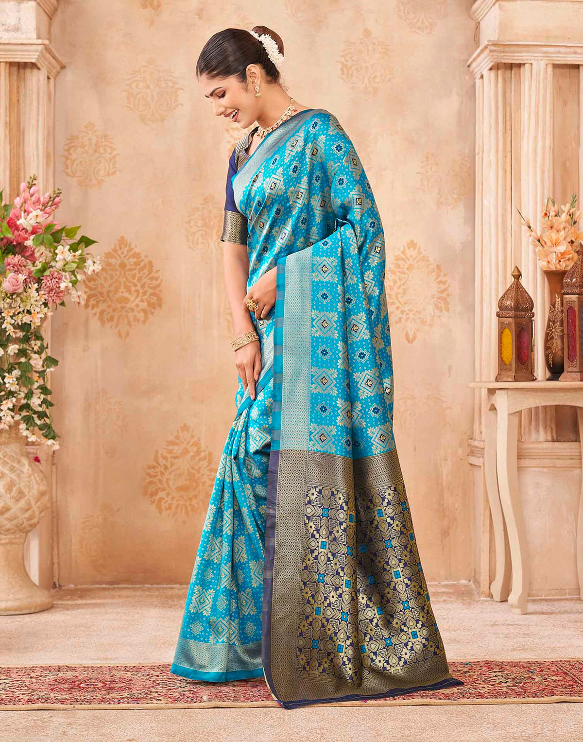 Blue Silk Woven Patola Saree