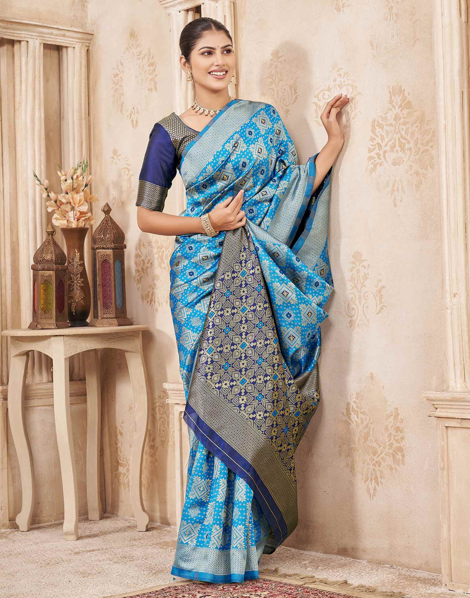 Blue Silk Woven Patola Saree