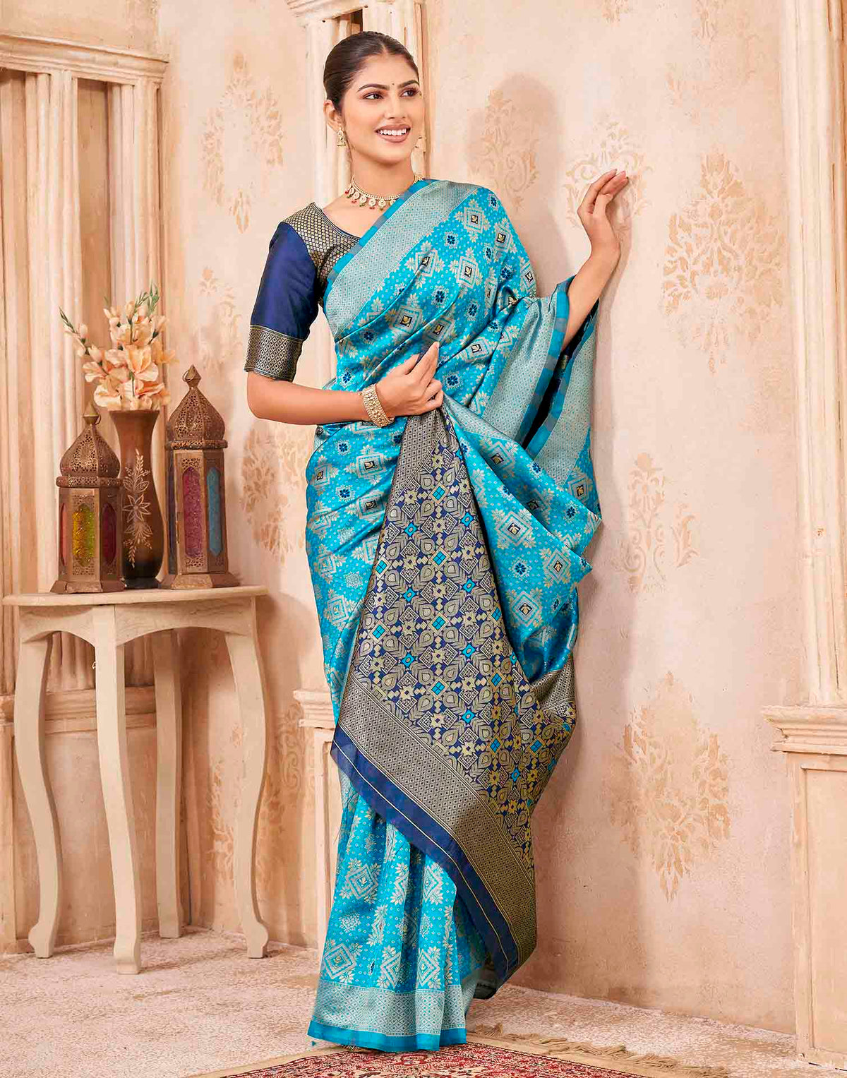 Blue Silk Woven Patola Saree