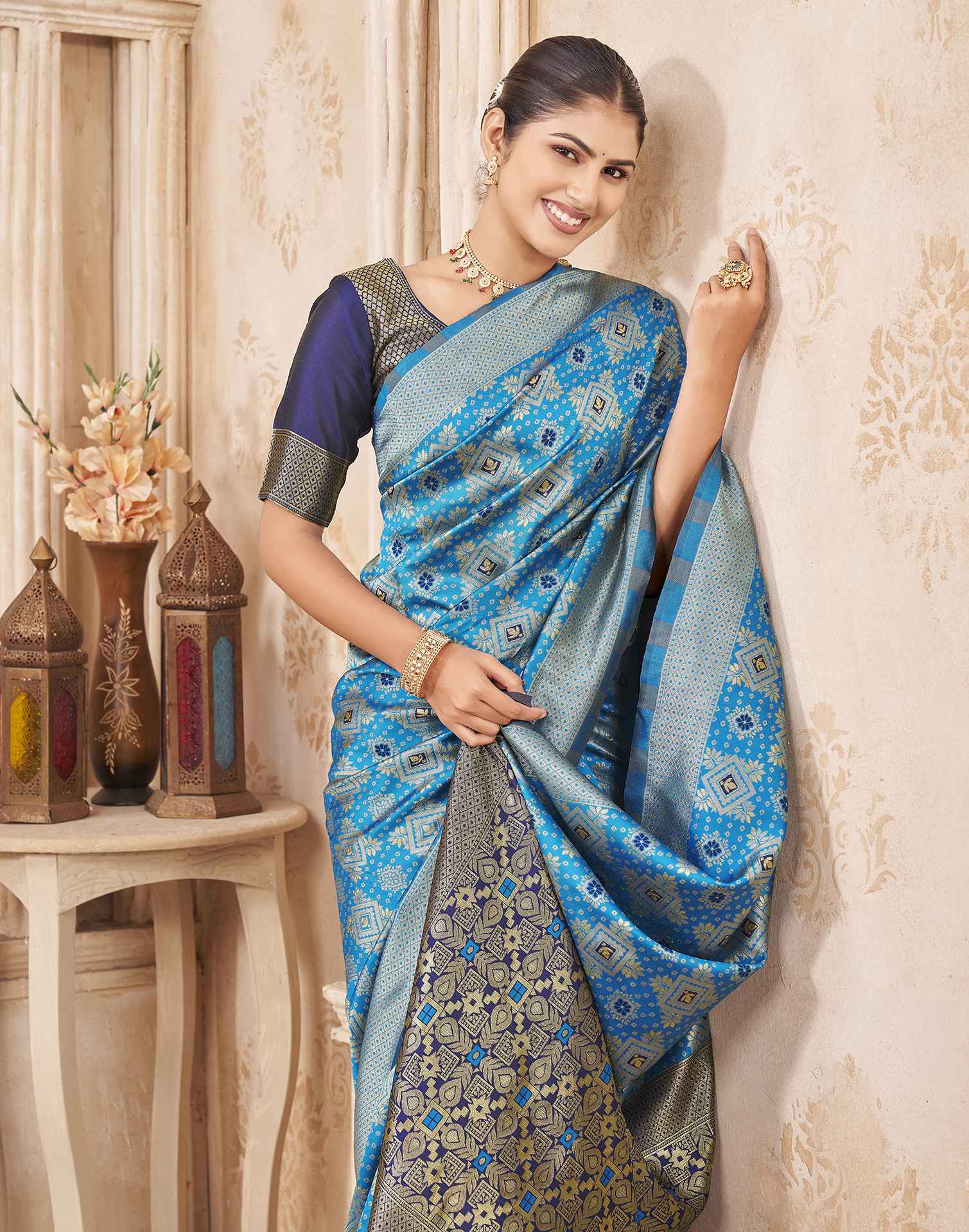 Blue Silk Woven Patola Saree