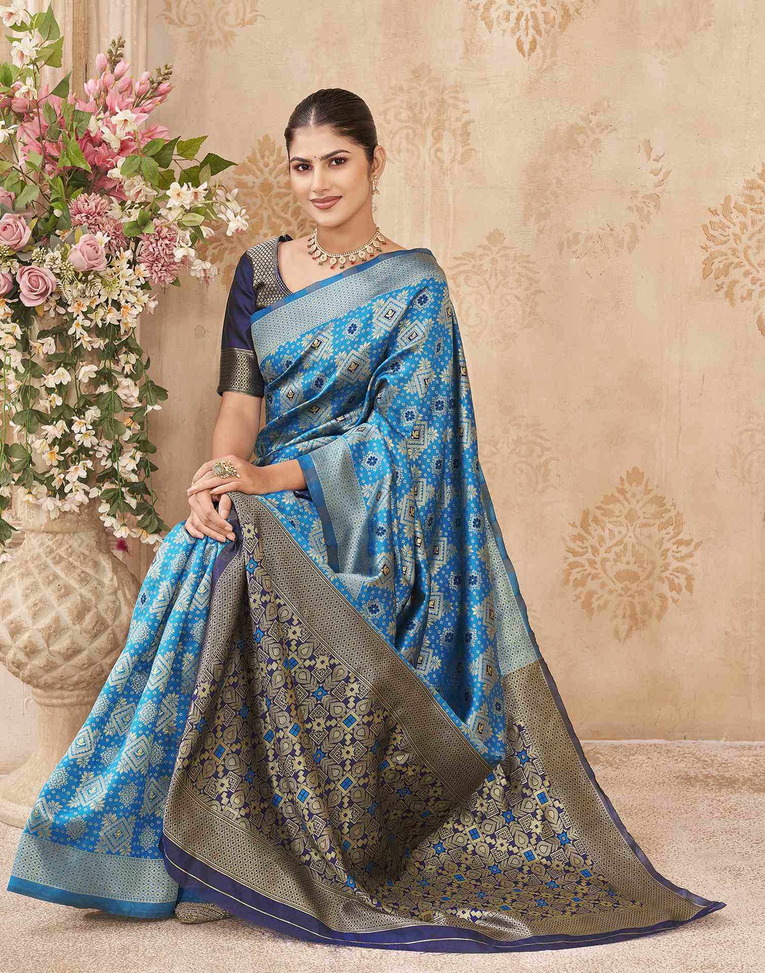 Blue Silk Woven Patola Saree