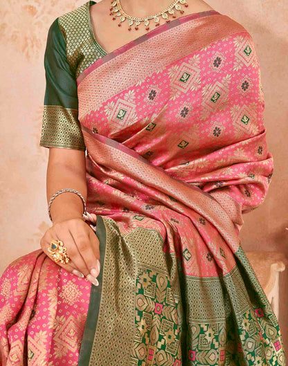 Pink Silk Woven Patola Saree